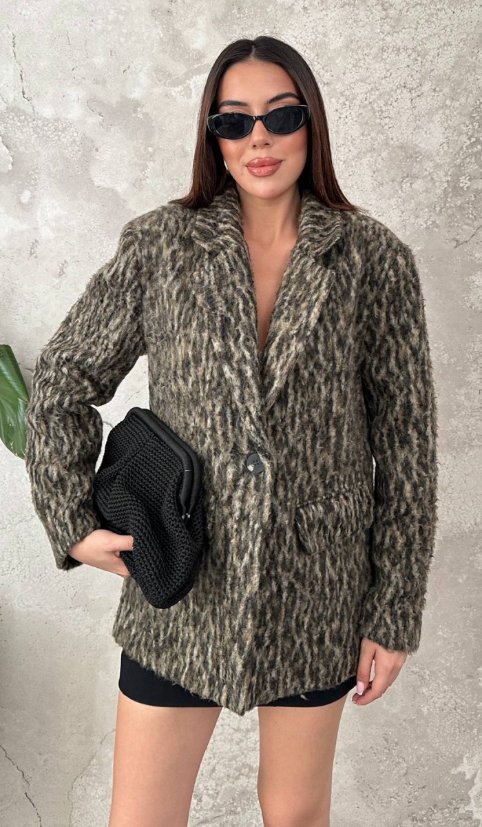 Leopar Leopar Yünlü Ceket L