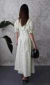 Mint Pileli Poplin Elbise L