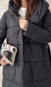 Siyah Uzun Şişme Mont L