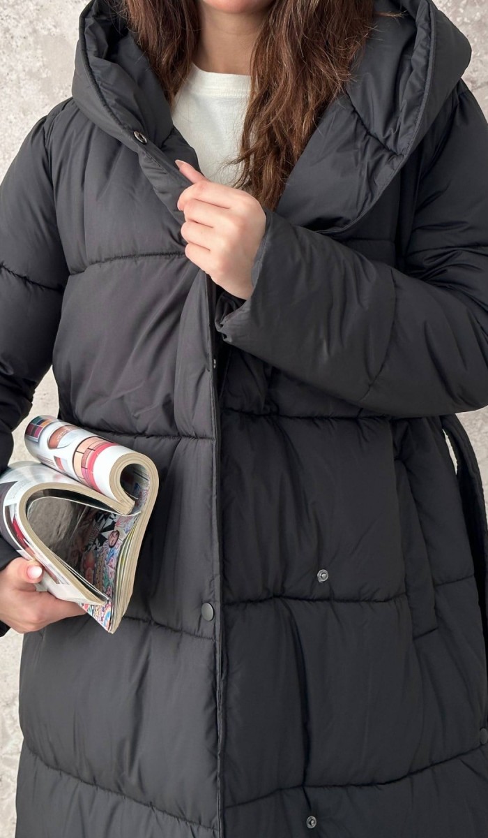 Siyah Uzun Şişme Mont L