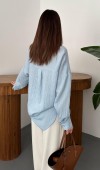 Bebe Mavi Nakışlı Oversize Gömlek STD