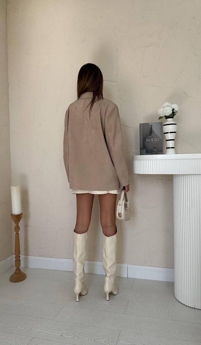 Bej Blazer Süet Ceket L