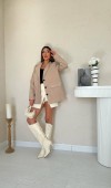 Bej Blazer Süet Ceket L