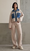 Bej Denim Garnili Gömlek Ve Pantolon Takım L