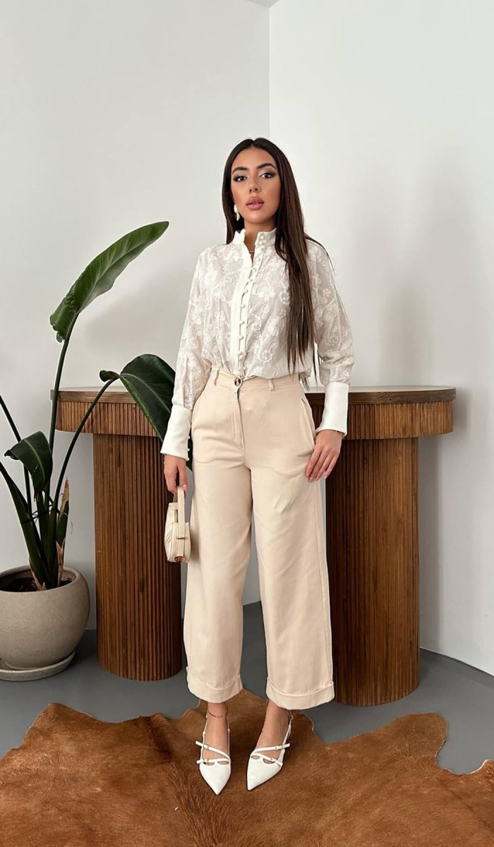 Bej Gabardin Pantolon L