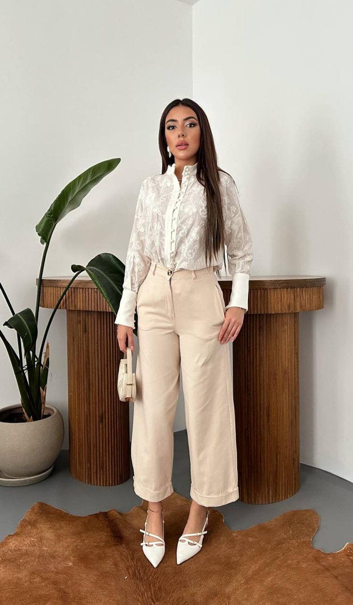 Bej Gabardin Pantolon L