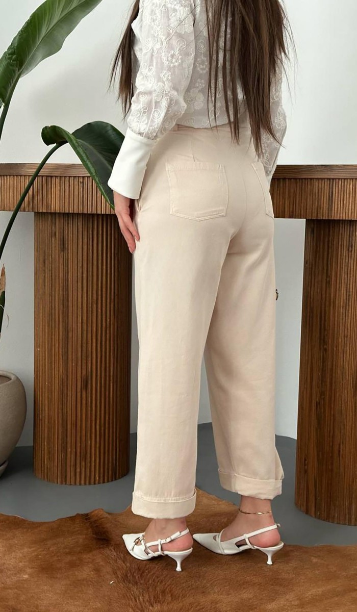 Bej Gabardin Pantolon L