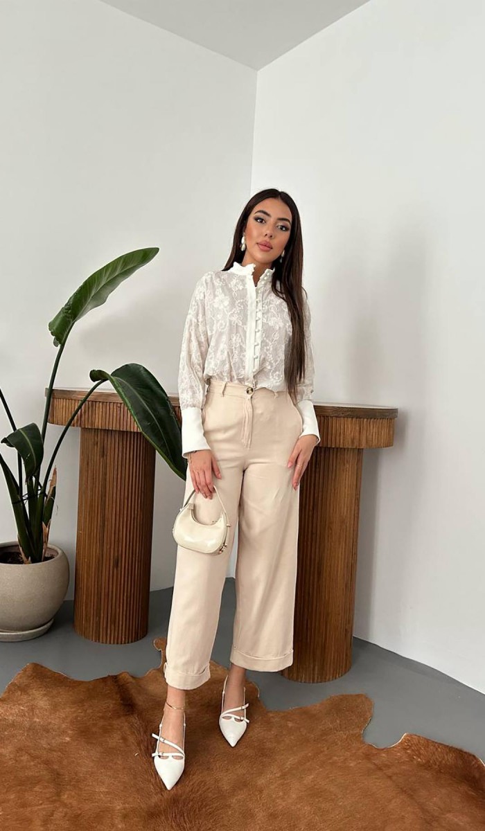 Bej Gabardin Pantolon L