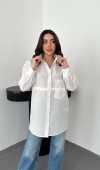 Beyaz Beli Ayrılabilen Poplin Gömlek L
