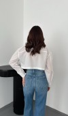 Beyaz Beli Ayrılabilen Poplin Gömlek L