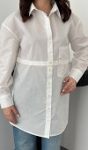 Beyaz Beli Ayrılabilen Poplin Gömlek L