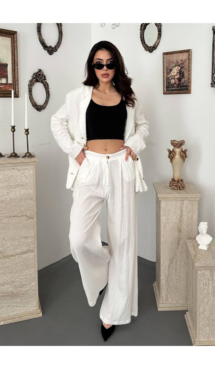 Beyaz Oversize Müslin Takım L Beyaz Oversize Müslin Takım L