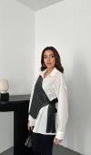 Beyaz Yandan Bağlamalı Yelek Gömlek L