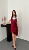 Bordo Dantelli Elbise L