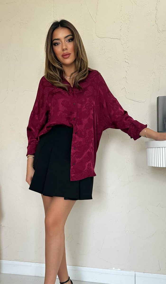 Bordo Jakarlı Gömlek STD