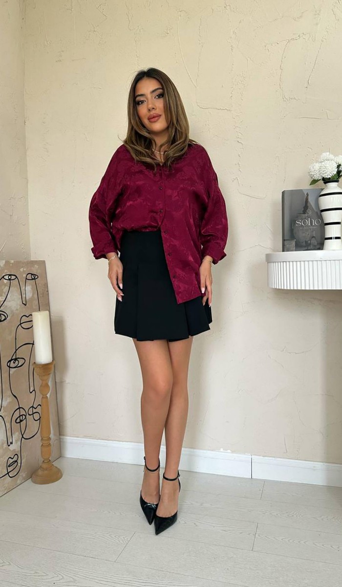 Bordo Jakarlı Gömlek STD Bordo Jakarlı Gömlek STD