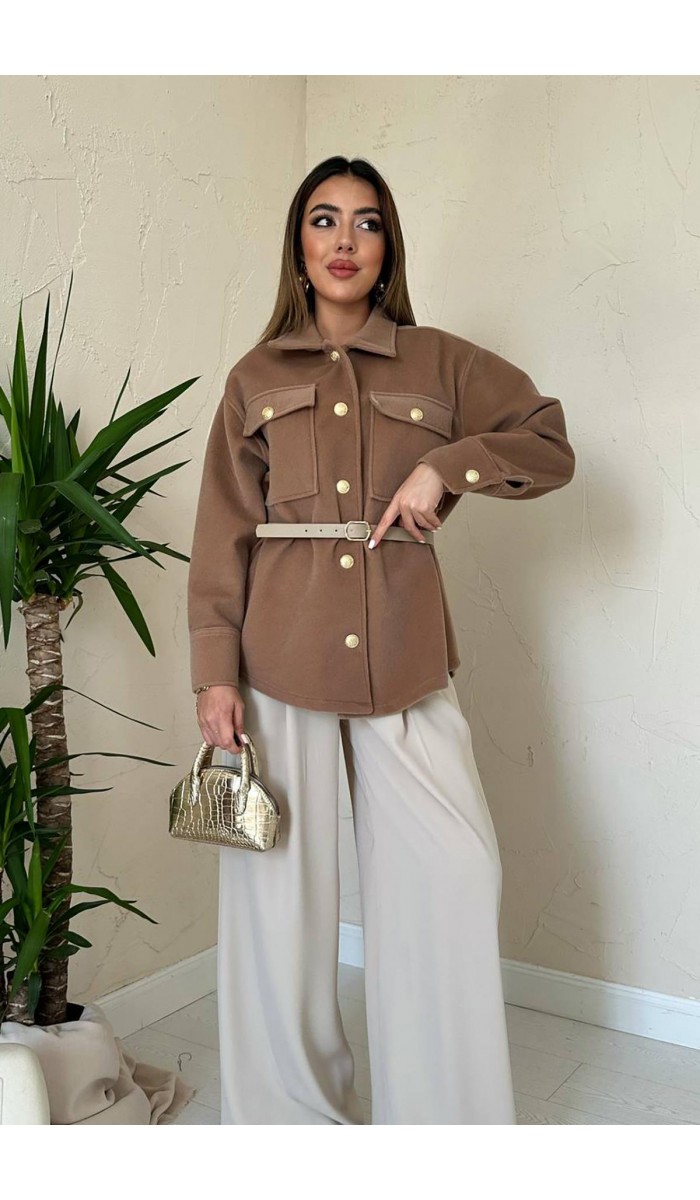 Camel Kaşe Gold Düğmeli Gömlek L Camel Kaşe Gold Düğmeli Gömlek L