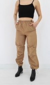 Camel Lastikli Paraşüt Pantolon L