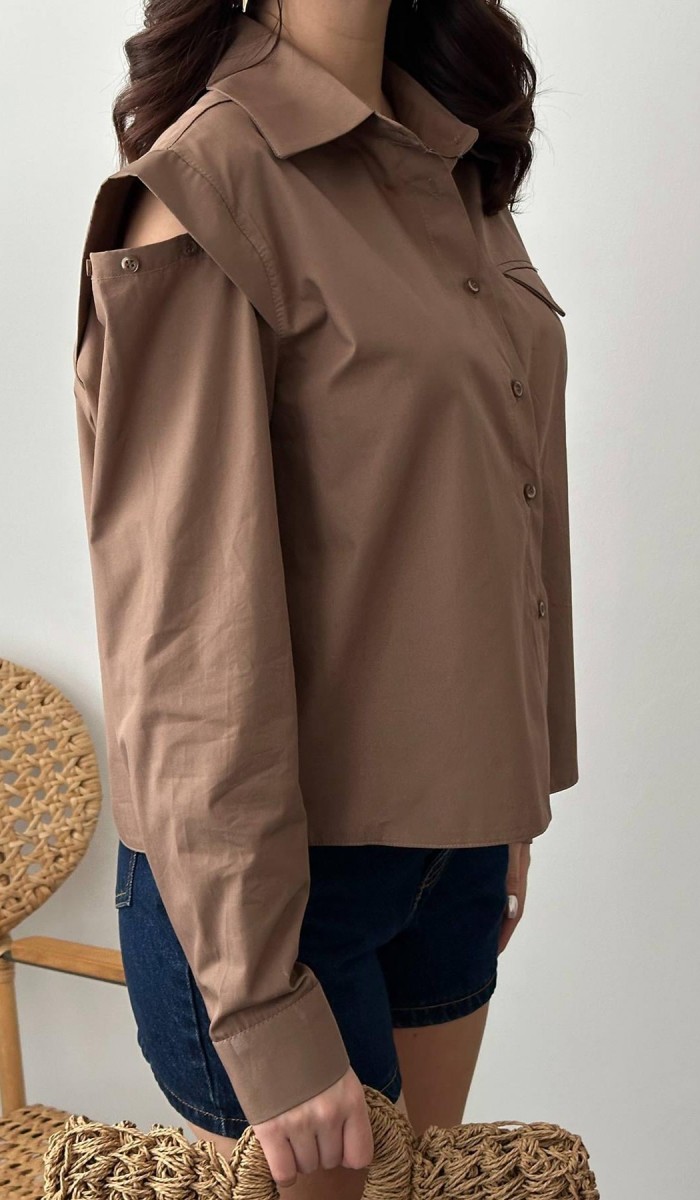 Camel Peto Cepli Poplin Gömlek L