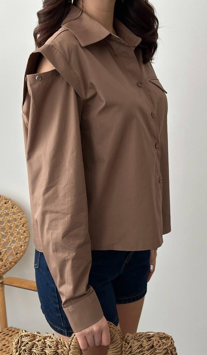 Camel Peto Cepli Poplin Gömlek L