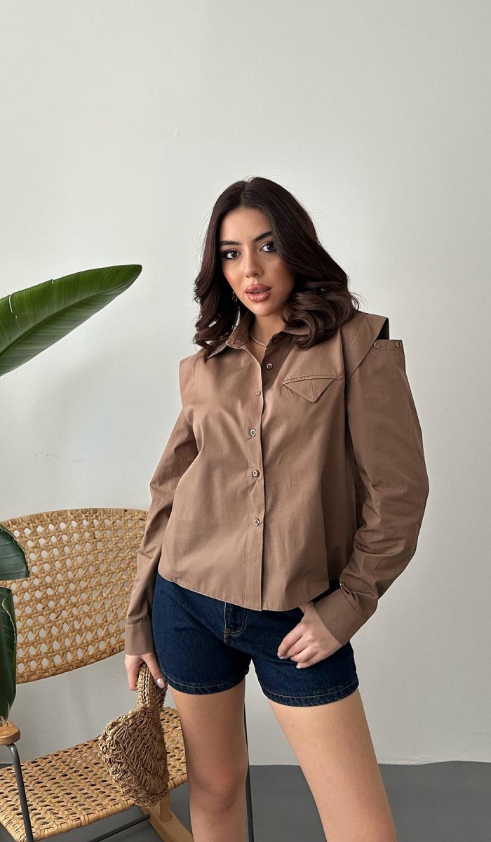 Camel Peto Cepli Poplin Gömlek L Camel Peto Cepli Poplin Gömlek L