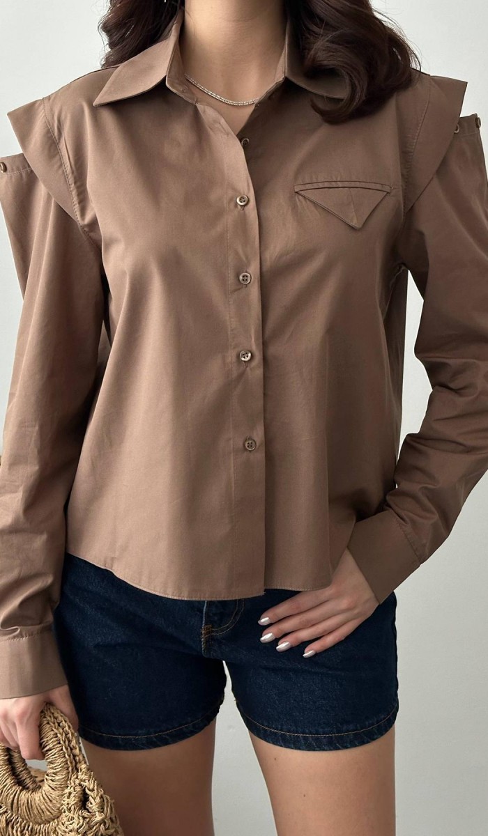 Camel Peto Cepli Poplin Gömlek L