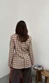 Camel Puantiyeli Blazer Ceket L