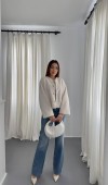 Ekru Peluş Kısa Ceket L