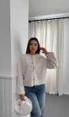 Ekru Peluş Kısa Ceket L