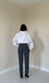 37523 - Füme Pensli Ve Dar Paça Pantolon L Füme Pensli Ve Dar Paça Pantolon L