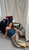 Gold Altın Varaklı Jeans Pantolon L