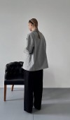 Gri Çizgili Oversize Ceket L