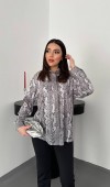 Gri Işıltılı Garni Gömlek L