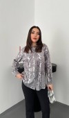 Gri Işıltılı Garni Gömlek L