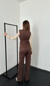 Kahverengi Süet Yelek Pantolon Takım L