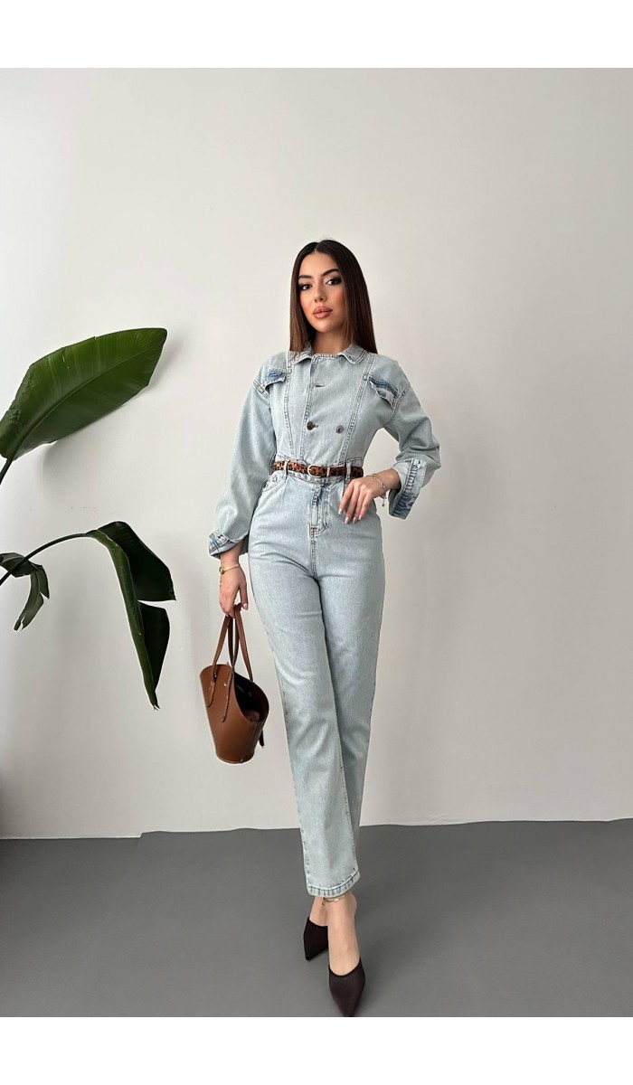 Kar Yıkama Blue Denim Tulum L
