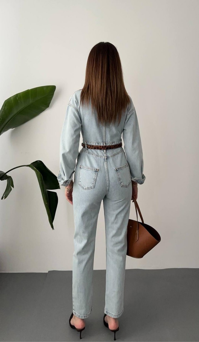 Kar Yıkama Blue Denim Tulum L
