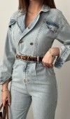 Kar Yıkama Blue Denim Tulum L