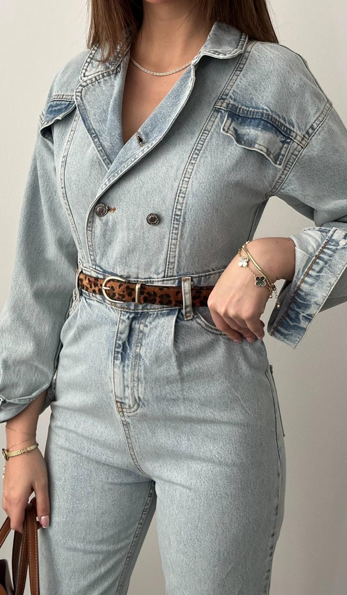 Kar Yıkama Blue Denim Tulum L