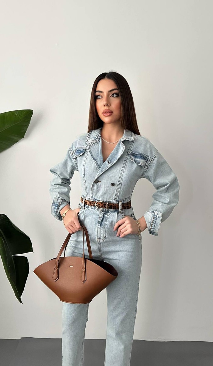 Kar Yıkama Blue Denim Tulum L
