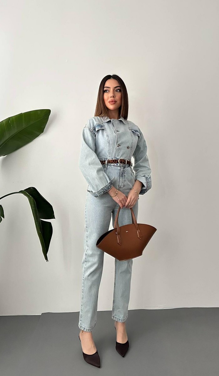 Kar Yıkama Blue Denim Tulum L