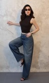 Lacivert Geniş Paça Jeans Pantolon XS