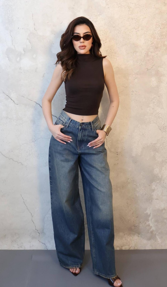 Lacivert Geniş Paça Jeans Pantolon XS Lacivert Geniş Paça Jeans Pantolon XS