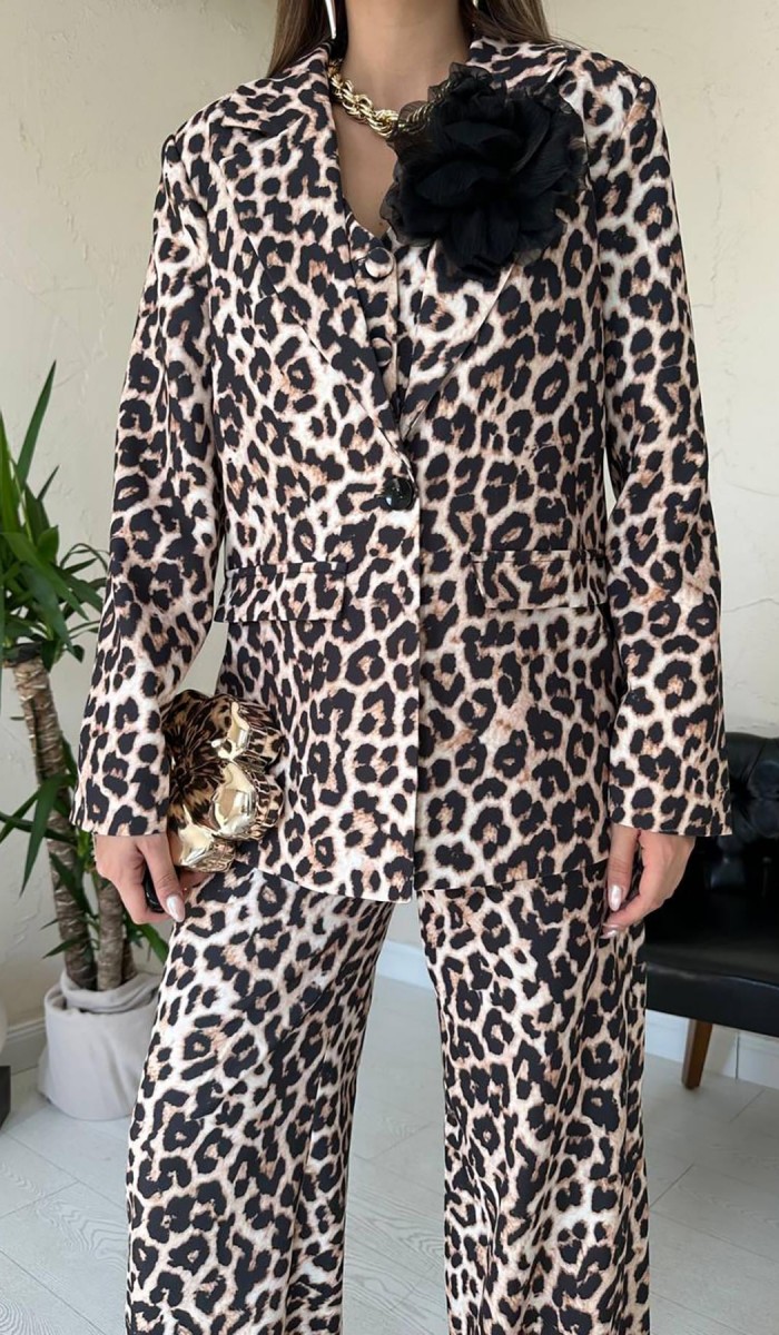 Leopar Leopar Desenli 3Lü Takım L