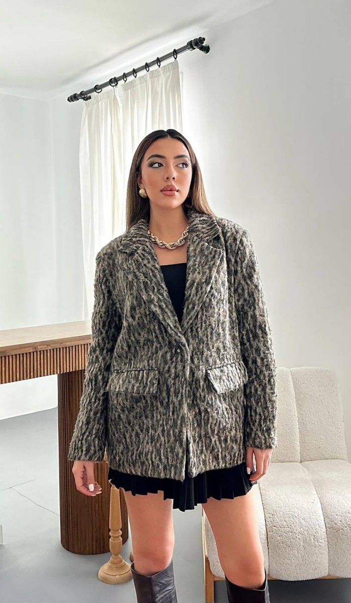 Leopar Leopar Yünlü Ceket L Leopar Leopar Yünlü Ceket L