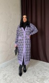 Lila Düğmeli Triko Hırka STD