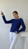 Mavi Boncuklu Triko Kazak STD