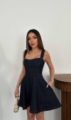 Mavi Kısa Likralı Elbise L