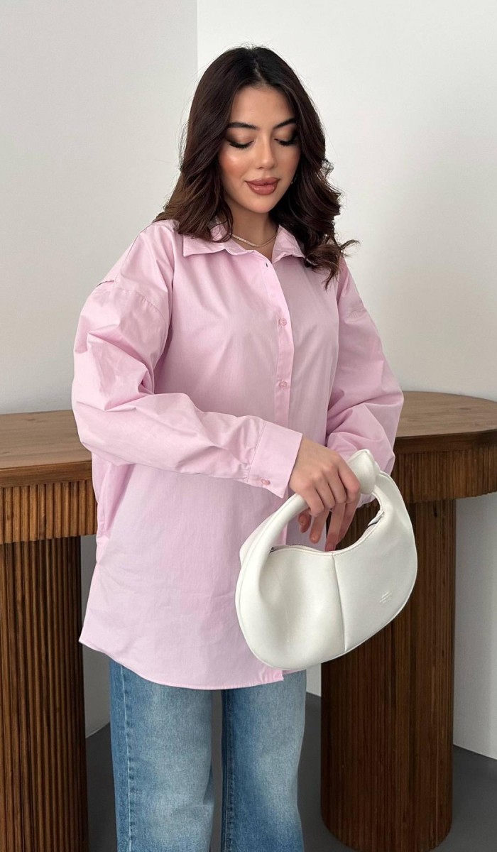 Pembe Arkası Lastikli Gömlek STD