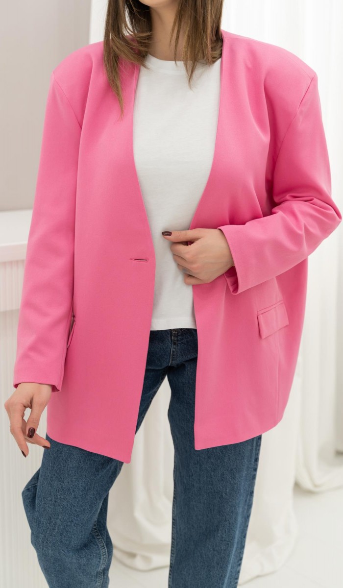 Pembe Eteği Lastikli Ceket M